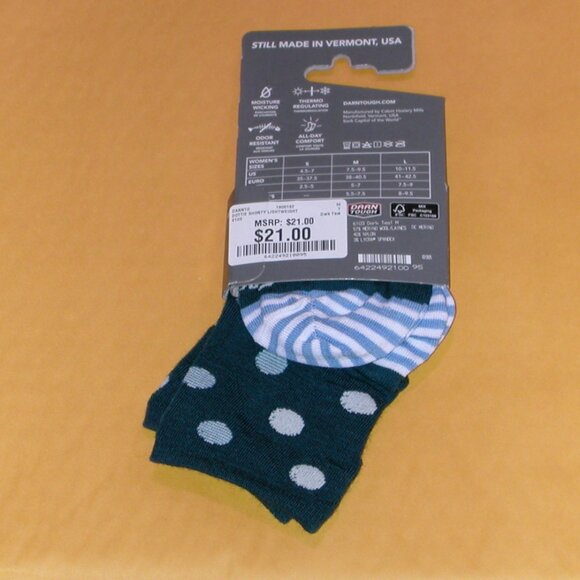 Darn Tough Dottie Shorty Lightweight Socks Women's Size Medium Dark Teal NWT - Picture 4 of 5